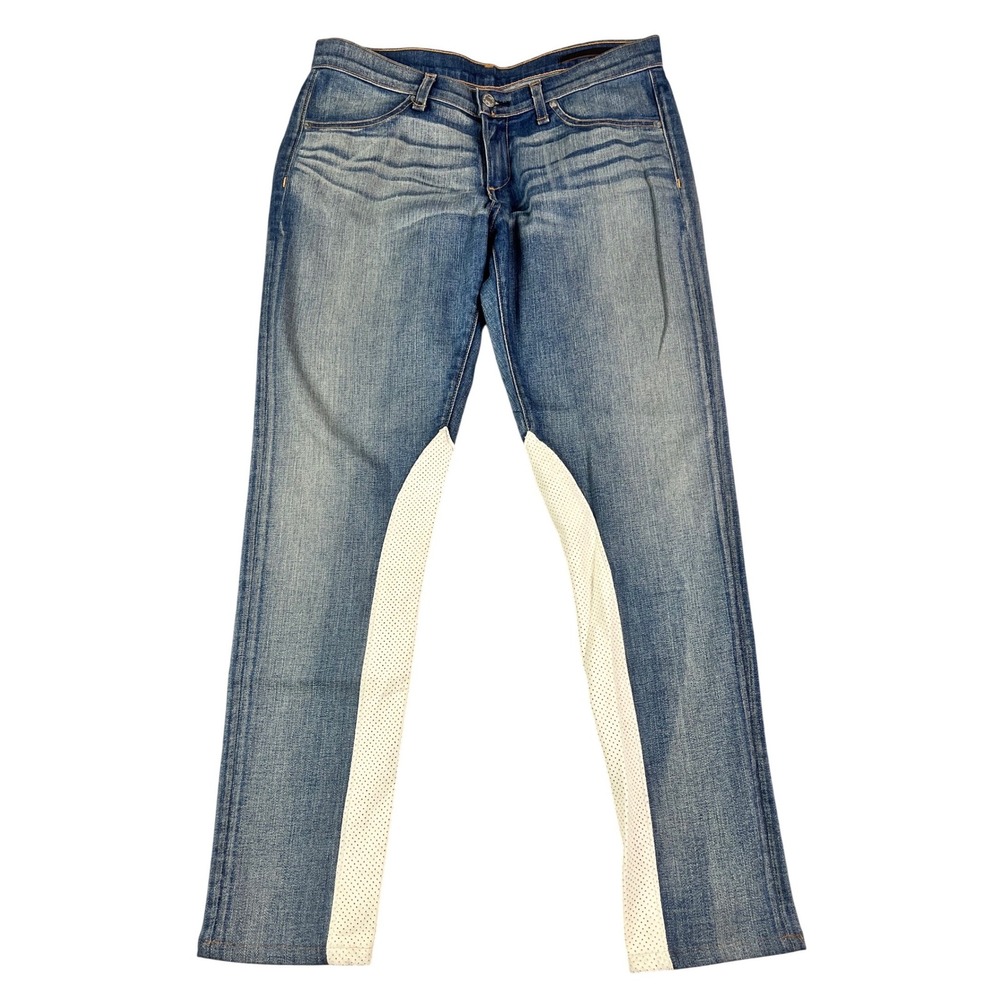 Rag & Bone Womens Riding Jeans 28 Chester Straight Leg With White Lambskin Panel